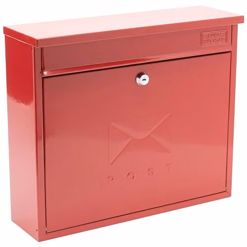 Burg-Wächter MB02R Red Elegance Wall Mounted Galvanised Steel Lockable Weatherproof Post Box W: 36 cm, H: 31 cm, D: 10 cm – 1