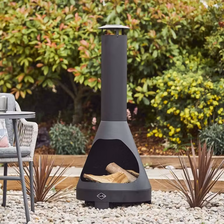Casa Mia Alto Black Steel Wood Burning Chiminea