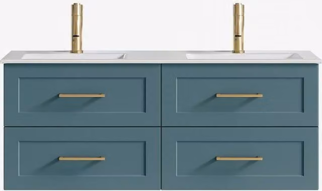 Bathroom Kingdom Bakewell Smoked Sage Basin Vanity in Blue, Width: 120 cm