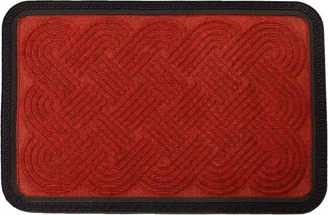Roseley Red Celtic Knot Decorative Door Mat, Weatherproof and Washable Rectangular Polyester and Rubber Mat