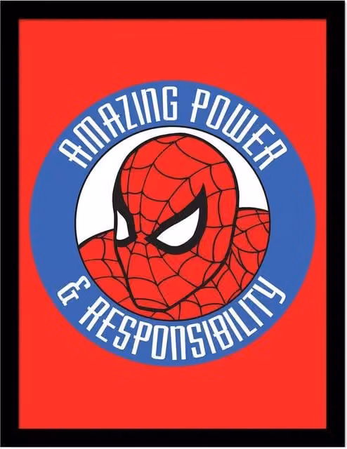 Spider-Man Amazing Power and Responsibility Red Framed Paper Poster – 1