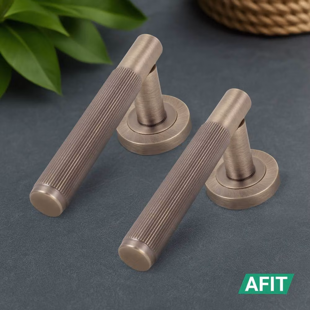 AFIT Antique Brass Internal Lever On Rose Door Handle Set, Bronze, 4 Pack – 7