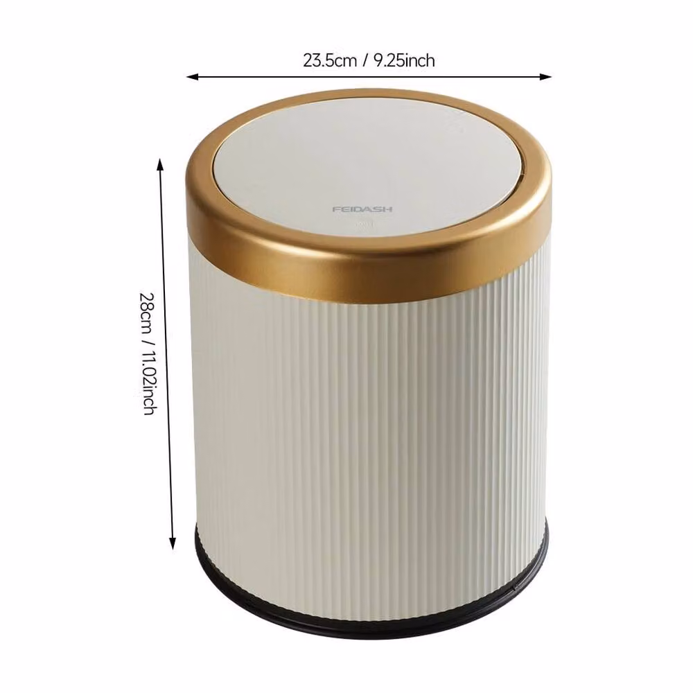 EONLION 12L Beige Plastic Bathroom Bin with Press Top Lid – 2
