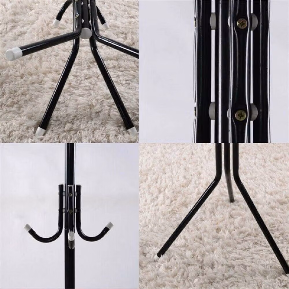 Nordara Black Glossy Metal Floor Standing Clothes Hanger with Post Tree and Distributed Point Hooks – 4