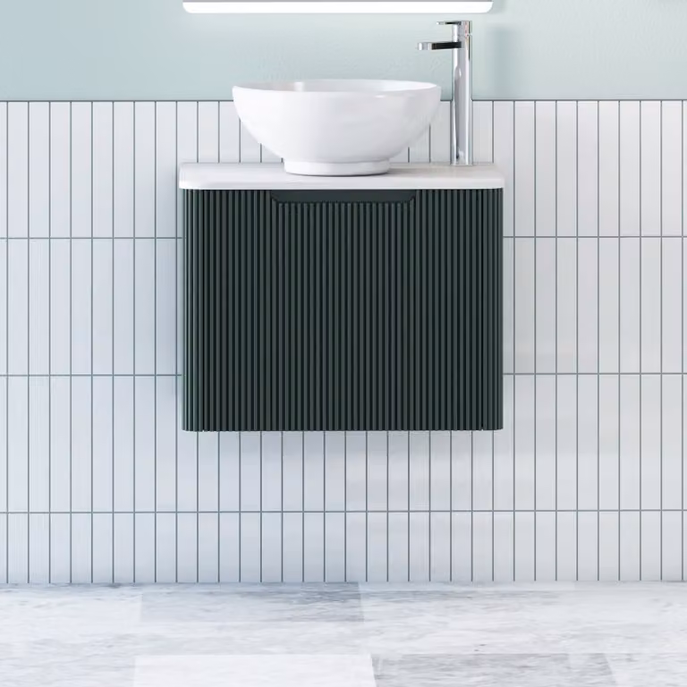 Royal Bathrooms Avenza Wall Hung Vanity Unit with Breeze Basin, Moss Green and White, Depth: 60 cm