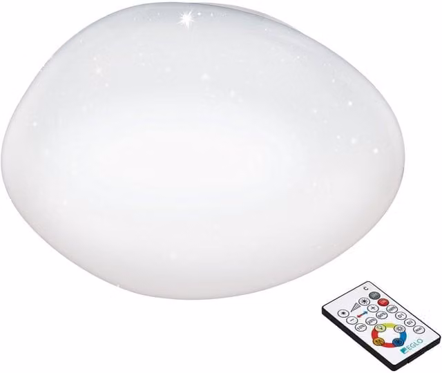 Loops White LED Wall and Ceiling Flush Light with Crystal Effect and Remote Control