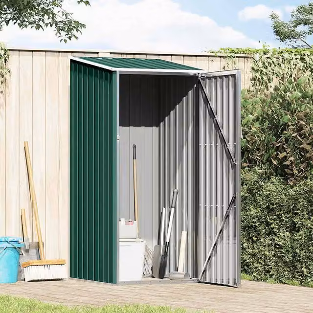 Berkfield Home Green Galvanised Steel Garden Shed Tall Cabinet W/D/H: 87 x 98 x 159 cm