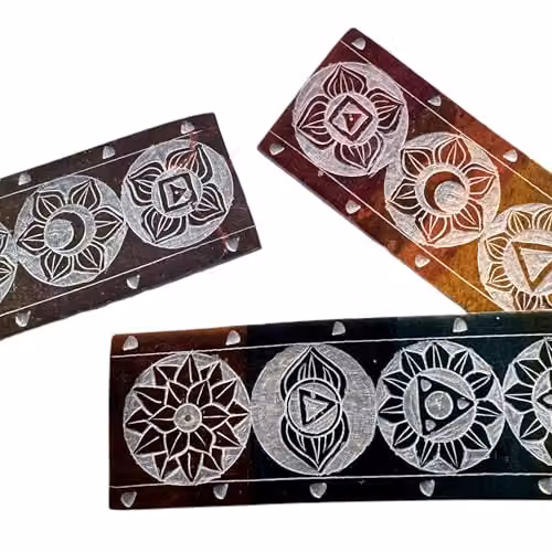 KDMD Seven Chakra Soapstone Incense Holder, Multicolour, W: 26 cm, H: 5 cm – 5