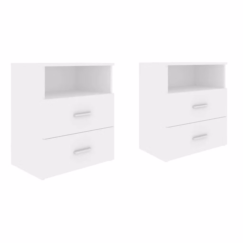 Berkfield Home Bed Cabinets, 2 Piece Set in White, W/D/H: 50 x 32 x 60 cm – 2