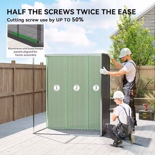 Outsunny Grey Metal Garden Storage Shed with Sliding Doors and Roof Vent – 3