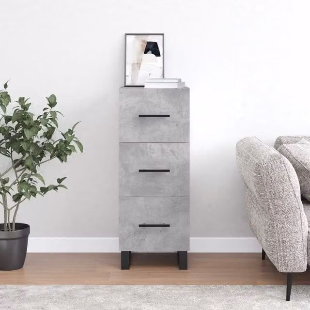 Berkfield Home Modern Sideboard in Concrete Grey, W/D/H: 34.5 x 34.0 x 90.0 cm – 1