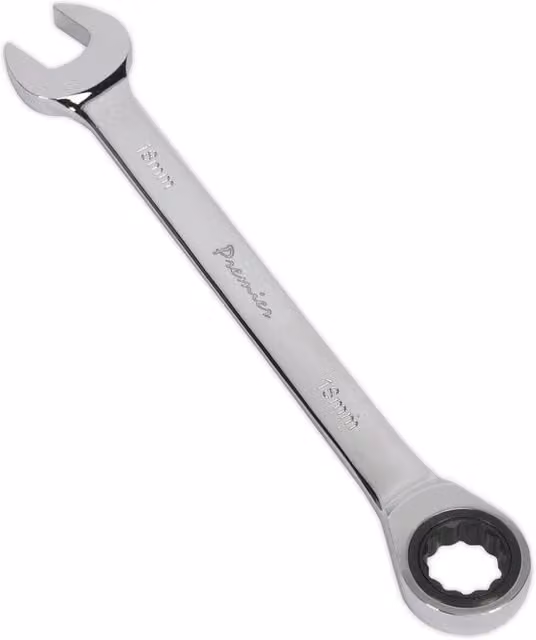 Loops 18mm Ratchet Combination Spanner in Silver Chrome Vanadium Steel