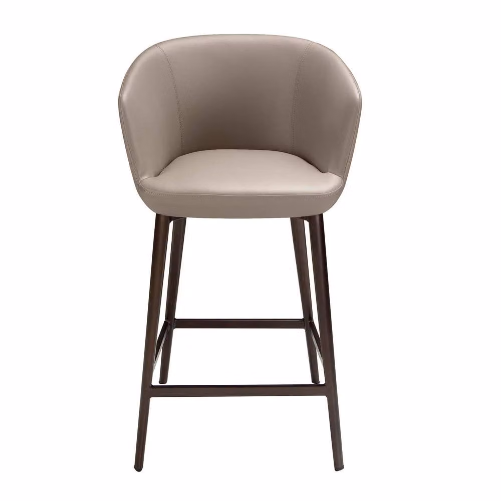 Angel Cerda Taupe Grey Leatherette Stool with Brown Steel Base, W: 56 cm, D: 53 cm, H: 91 cm – 2