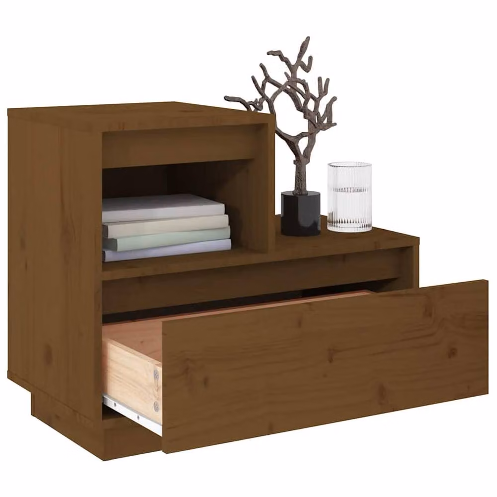 Berkfield Home Beautiful Bedside Cabinets, 2 Piece, Honey Brown, W/D/H: 60 x 34 x 51 cm – 4