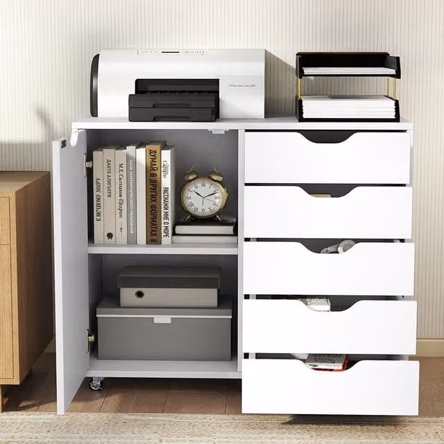 Costway Mobile Chest of Drawers in White