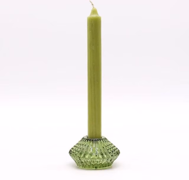 KDMK Garden Jade Flower Flip Tealight Candle Holder, Green Glass Floral Tabletop Decor