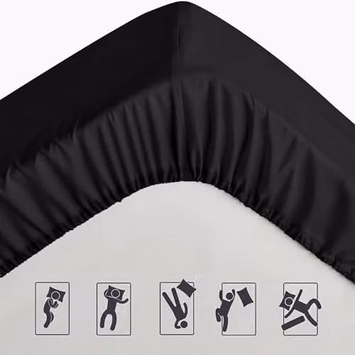 Pamposh Grace Super King Fitted Sheet in Black, Extra Deep 40 cm Pocket, Premium Microfibre – 4