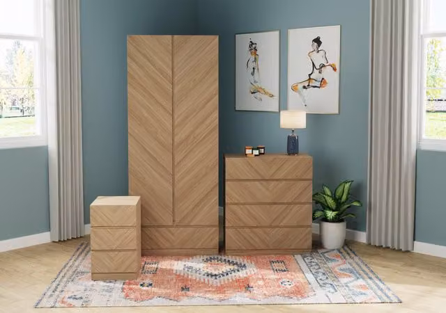 GFW Catania 3 Piece Modern Bedroom Furniture Set in Brown – 2