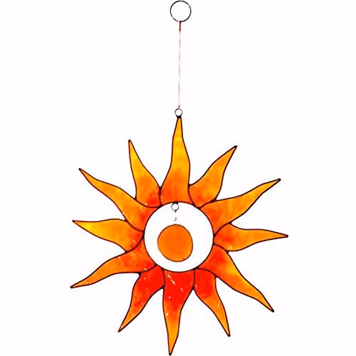 Something Different Star Glass Sun Catcher Pendant in Orange and Red