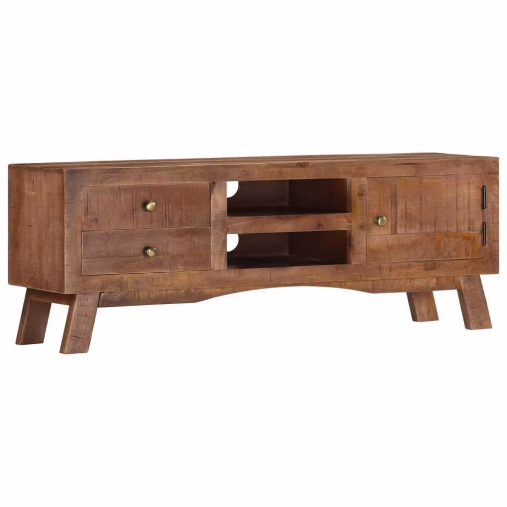 Berkfield Home TV Cabinet in Brown Rough Mango Wood, W/D/H: 110 x 30 x 40 cm – 1