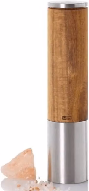 AdHoc eMill.5 Electric Acacia Wood Pepper and Salt Grinder in Brown and Silver