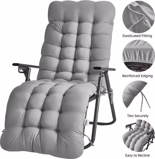 Groundlevel Breathable Rectangular Full Length Chair Cushion in Silver