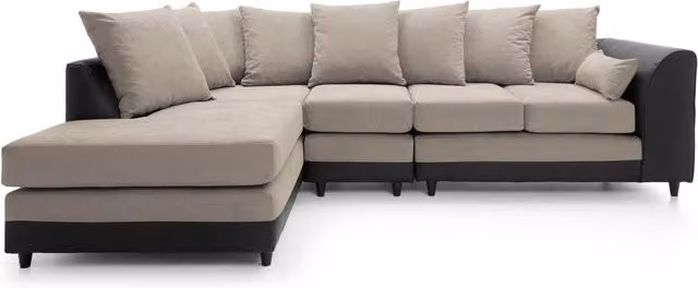 Abakus Direct Dylan Large L-Shape Corner Sofa in Sand Fabric with Left-Hand Facing Orientation