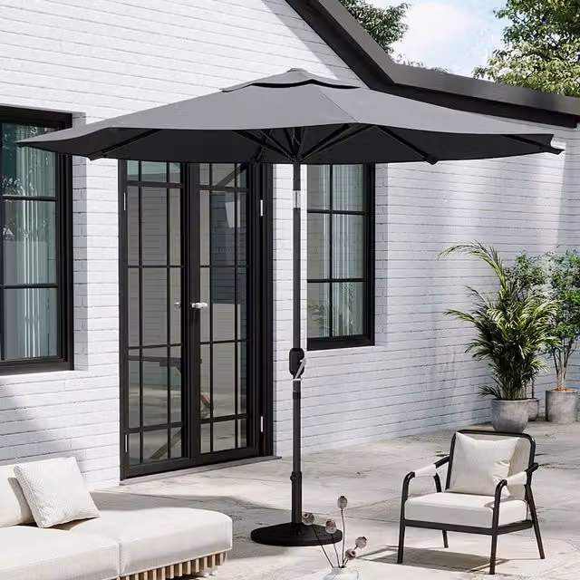 Breeins 3m Traditional Parasol with Composite Resin Base in Grey