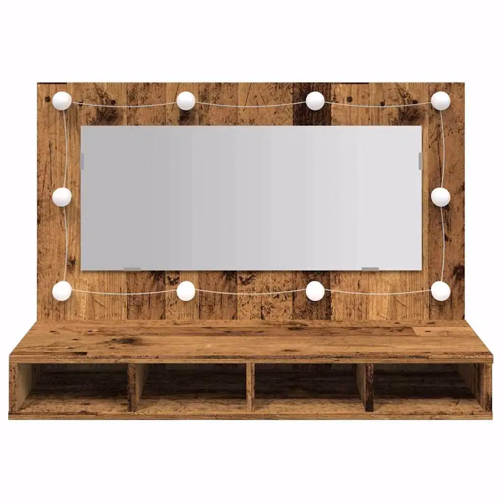 Berkfield Home LED Mirror Cabinet in Old Wood Brown, W/D/H: 90 x 31.5 x 62 cm – 4