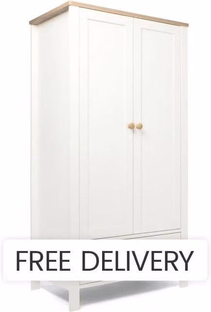 Mamas & Papas Wedmore Wardrobe in White and Oak, H 180 cm x W 93 cm x D 51.5 cm