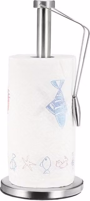 EONLION Freestanding Stainless Steel Kitchen Roll Paper Towel Holder in Silver