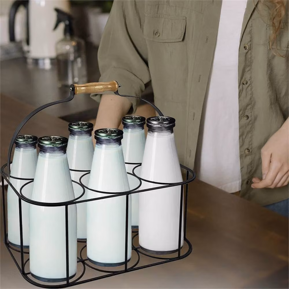 Nordara Metal 6 Milk Bottle Holder Tidy Crate Rack in Black – 3