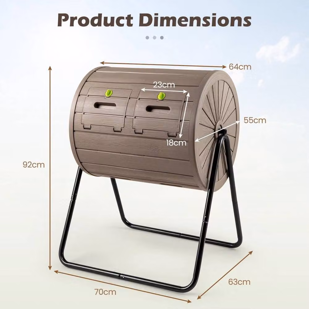 FLAVORA Brown Dual Chamber Lockable Compost Tumbler – 2