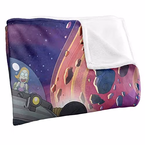 LOGOVISION Rick and Morty Screaming Space Super Soft Fleece Throw Blanket, Multicolour, W: 91 cm, D: 147 cm – 2