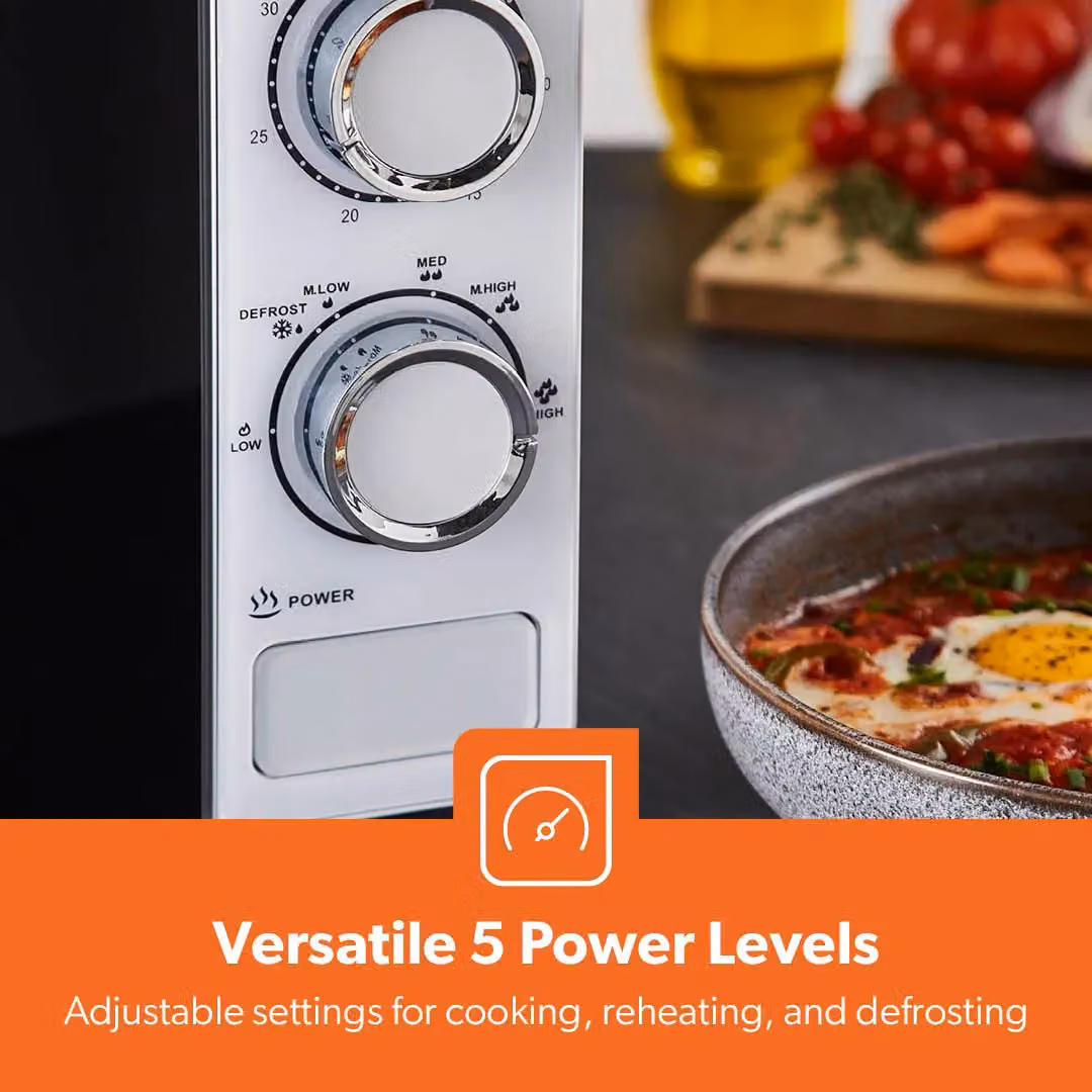 Geepas 20L Solo Microwave Oven with 700W Power and Timer in White – 5