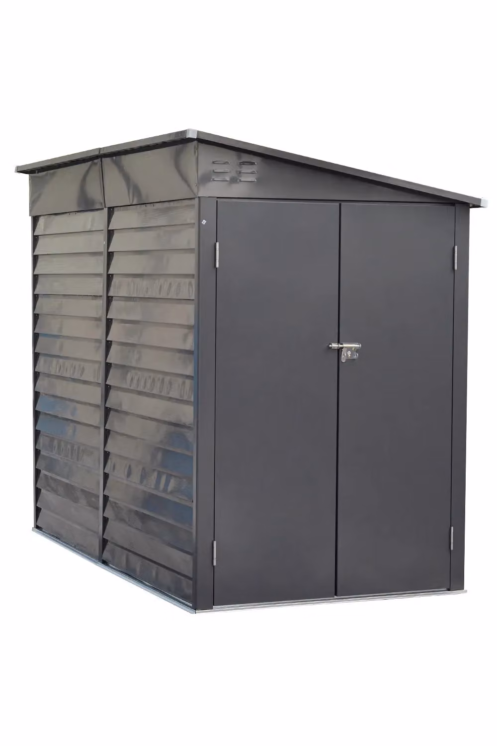 Garden Sanctuary Modern Steel Outdoor Garden Storage Tool Shed in Grey W/D/H: 270 x 202 x 144 cm – 2