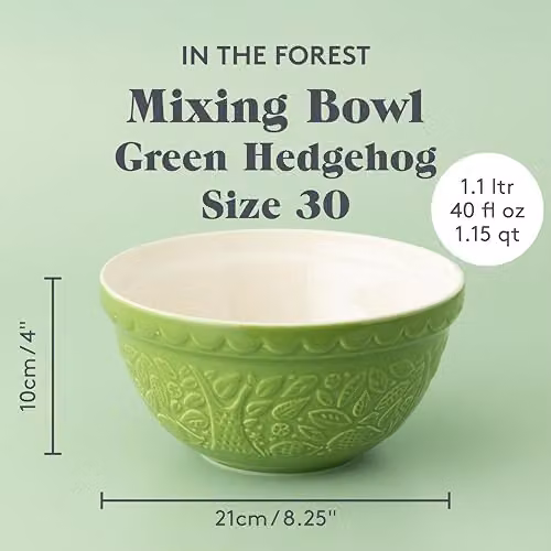 Mason Cash In the Forest Hedgehog Stoneware Mixing Bowl, Green, 1.1 l, Diameter: 21 cm – 3