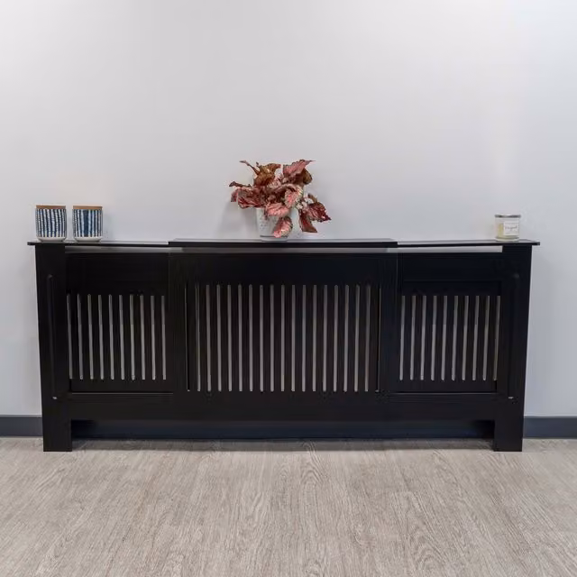 Jack Stonehouse Modern Matt Black Striped MDF Vertical Line Wall Mounted Radiator Cover