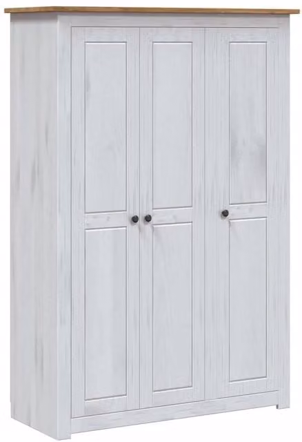 Berkfield Home Panama Range 3-Door White Pine Wardrobe W/D/H: 118 x 50 x 171.5 cm