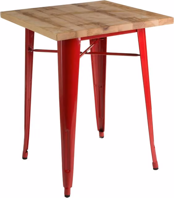 Interiors by Premier Algate Red Side Table in Powder Coated Metal and Wood, Brown