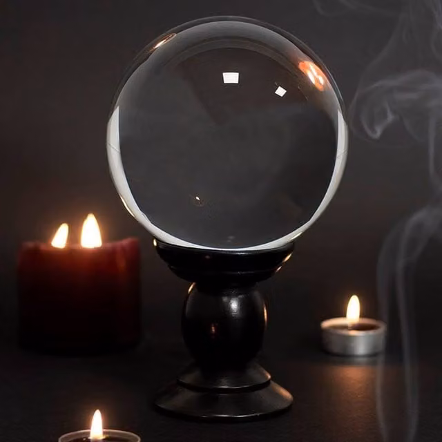 Uniqueful Large Transparent Crystal Glass Ball with Black Stand