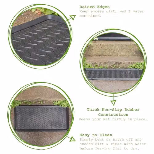 Nicola Spring Heavy Duty Rubber Door Mat, Black, W: 80 cm, D: 40 cm – 3