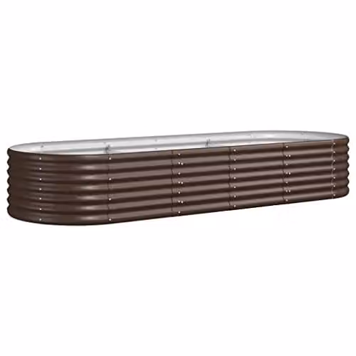 vidaXL Brown Galvanised Steel Raised Bed for Vegetable, Herb or Ornamental Gardens W: 224 cm, D: 80 cm, H: 36 cm