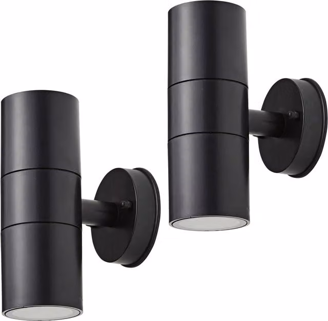 Litecraft Hahn Black Modern Up and Down Outdoor Wall Light