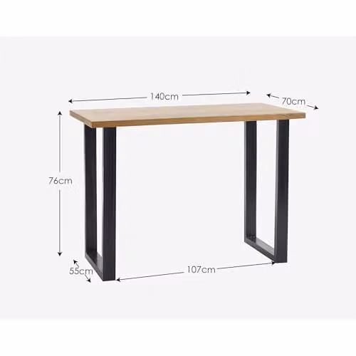 Julian Bowen Brooklyn Industrial Bar Table in Oak and Brown, W: 140 cm, D: 70 cm, H: 92 cm – 2