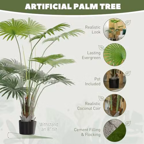 HOMCOM Green Artificial Palm Tree, Height: 145 cm – 3