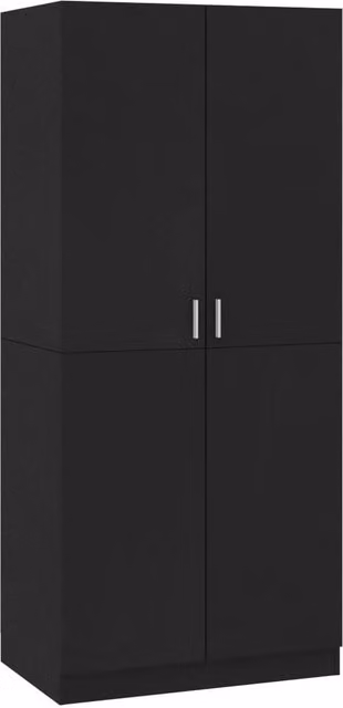 Berkfield Home Modern Black Wardrobe with Hinged Doors, W/D/H: 80 x 52 x 180 cm