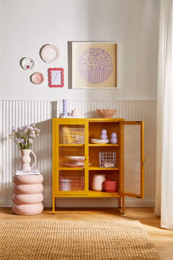 Mustard Made Modern Yellow Freestanding Kitchen Cabinet with Glass Doors and Internal Shelves, W/D/H: 40 x 40 x 75 cm – 3