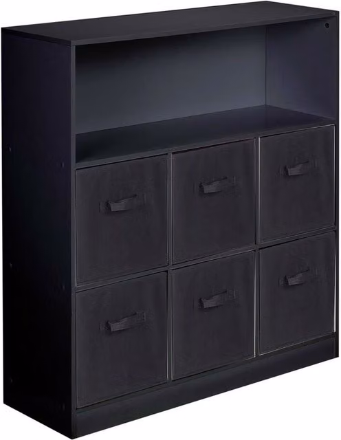 URBNLIVING Modern 7 Cube Wooden Storage Unit and Bookcase in Black, W/D/H: 88 x 88 x 94 cm