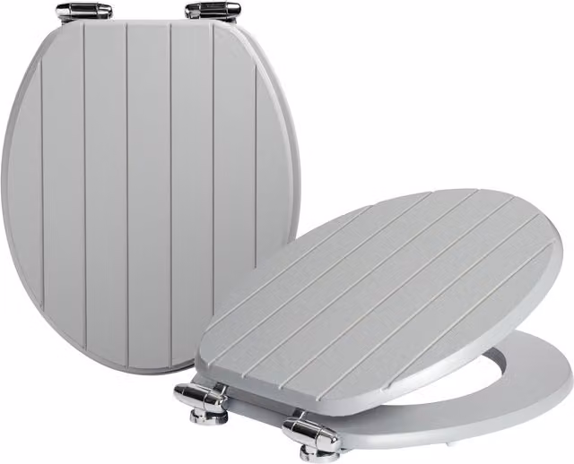 Harbour Housewares Pack of 2 Soft Close MDF Wooden Toilet Seats in Grey – 1